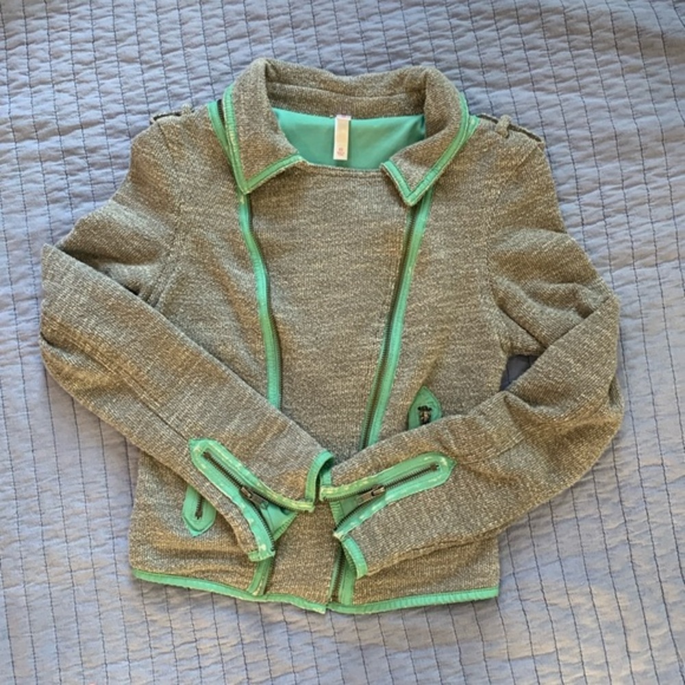 Xhilaration Zippered Colored Jacket (XS) Turquoise/Gray